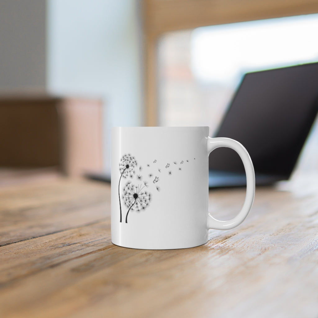 Dandelion with Butterfly 11oz White Mug