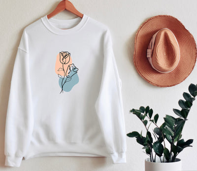 Flower Line Art Sweater