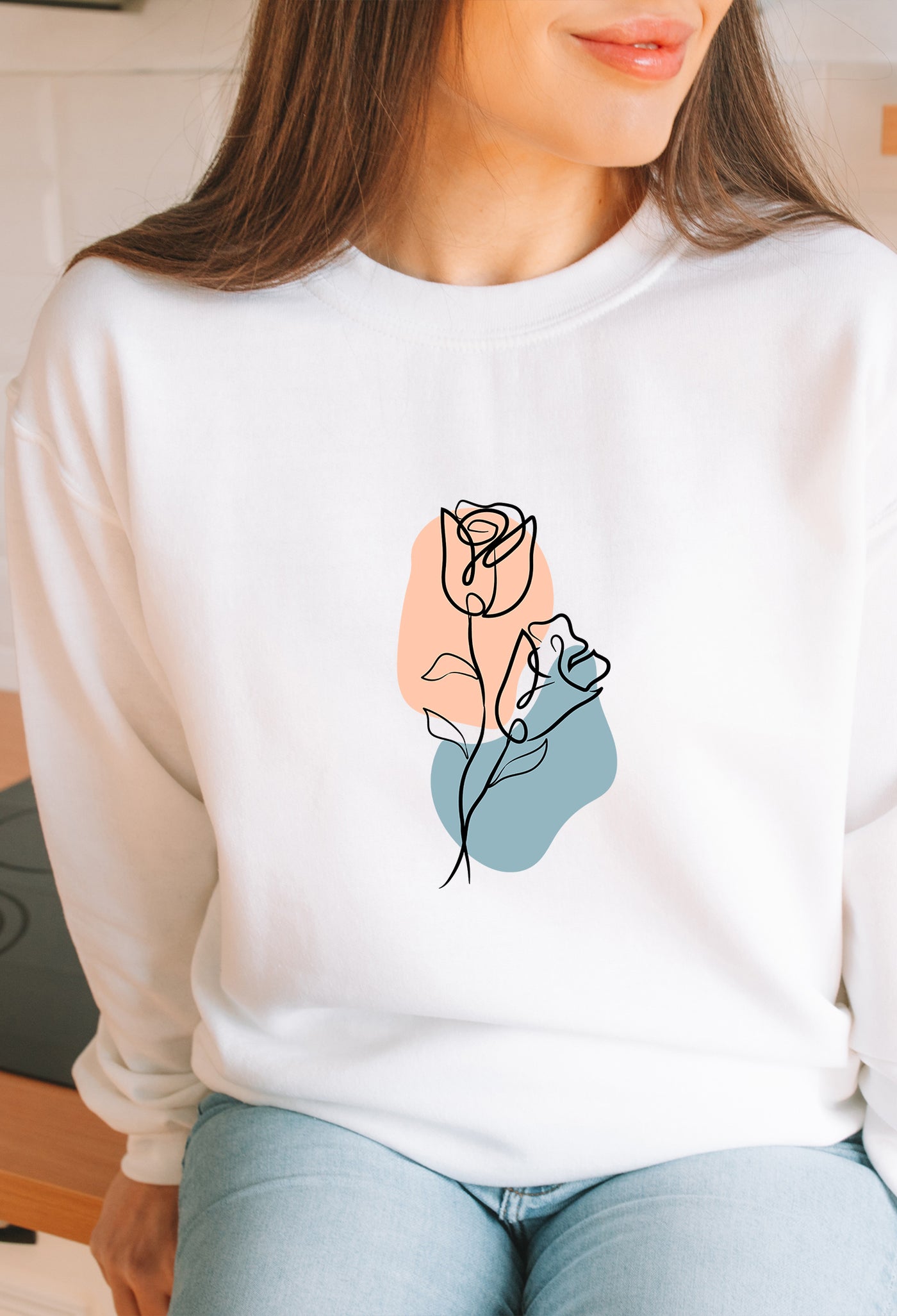 Flower Line Art Sweater