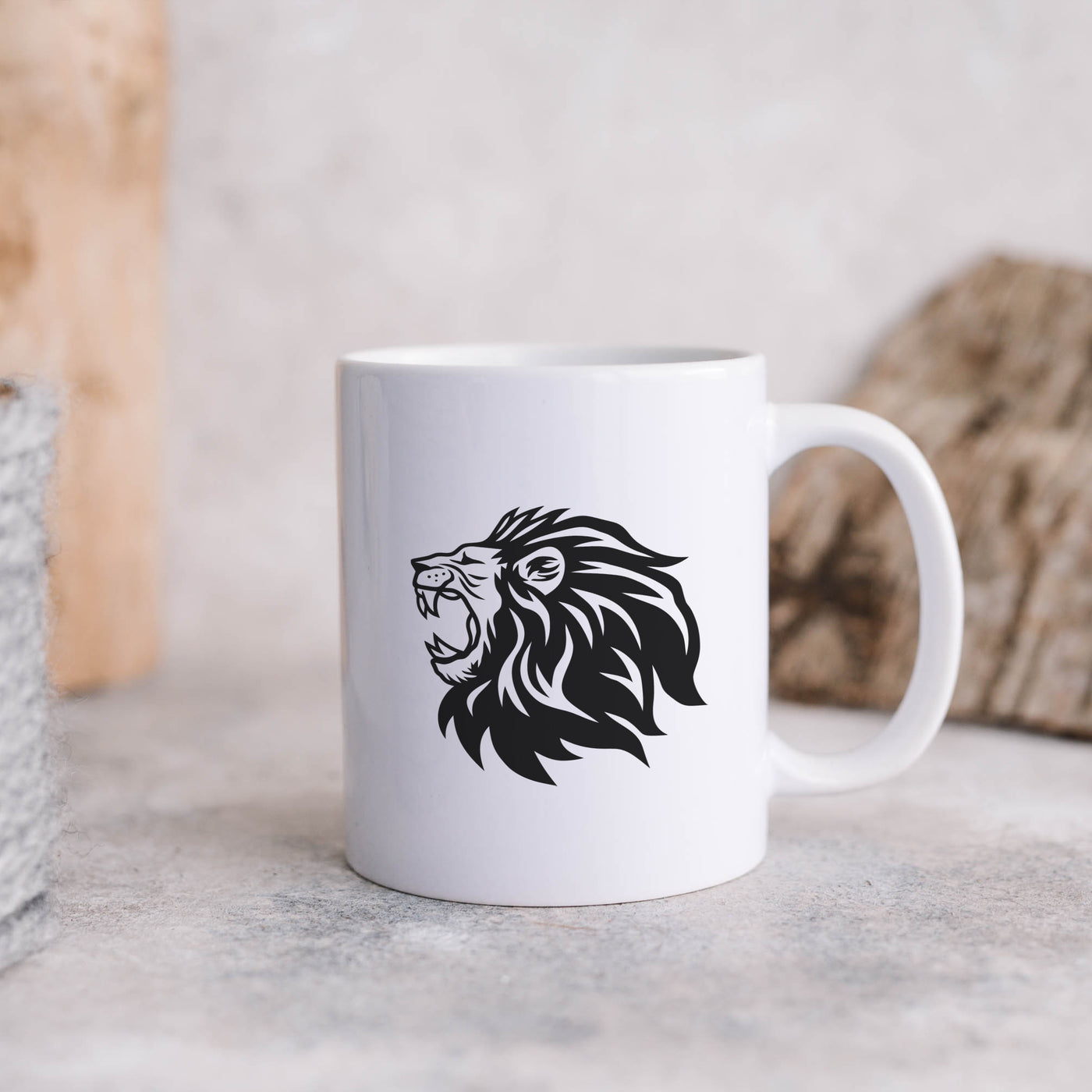 Lion 11oz White Mug