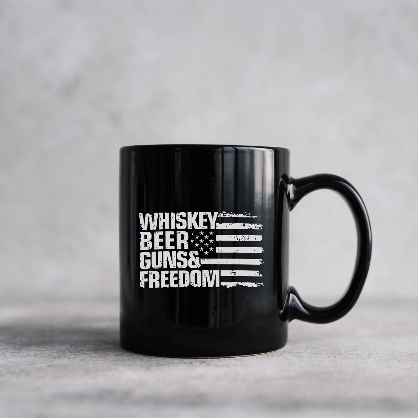 Whiskey Beer Guns Freedom 11oz Black Mug