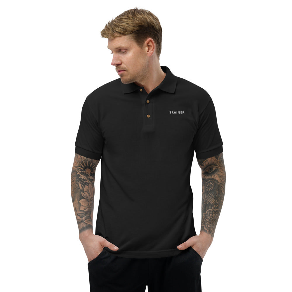 Trainer Black Embroidered Polo Shirt