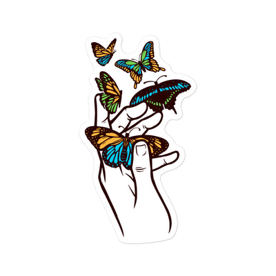 Hand And Butterfly Bubble-free Stickers