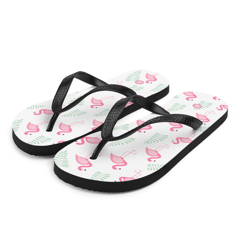 Pink Flamingo Tropical Flip-Flops